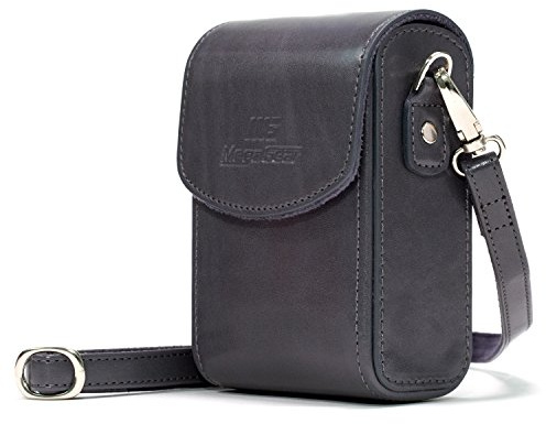 Megagear para mg1560 Sony Cyber-Shot dsc-rx100 Vi, dsc-rx100 v, dsc-rx100 IV - Estuche de Cuero, con Correa - Gris.