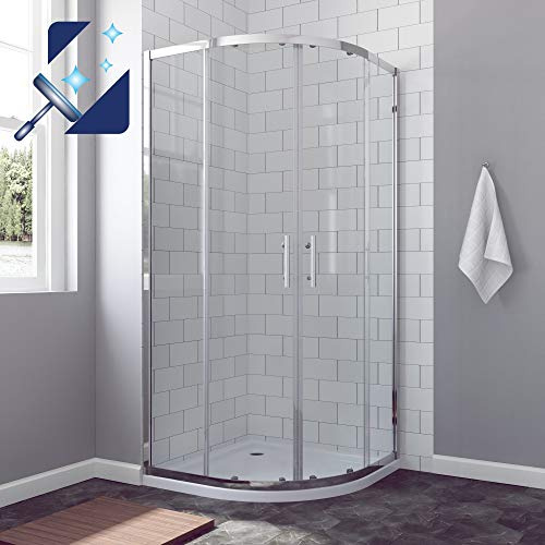 AQUABATOS® 80 x 80 x 195 cm Duschkabine eckeinstieg Viertelkreis Rund Dusche Schiebetür Duschabtrennung Runddusche Duschtrennwand 6mm ESG Nanobeschichtung Glas