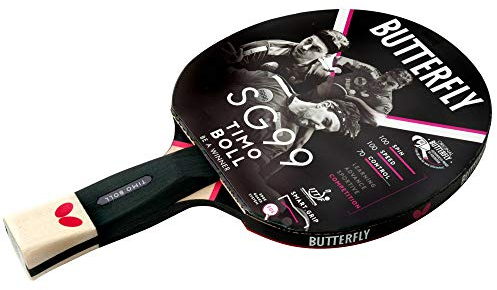 Butterfly Timo Boll SG99 Table Tennis Bat - ITTF Approved 1.8mm Wakaba Rubber One Size,Black/Red