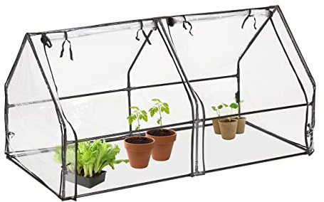 Relaxdays Folienfrühbeet, HxBxT: 92 x 180 x 92 cm, 2 Türen, Frühbeet & Aufzucht, Gewächshaus, PVC Folie, transparent