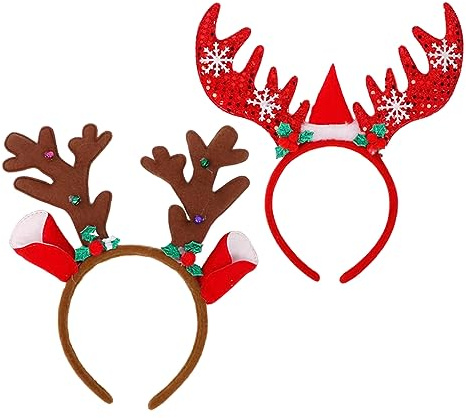 YKKJ 2 stück Reindeer Headband，Christmas Headbands，für Weihnachten Ostern Halloween Party Karneval Party.