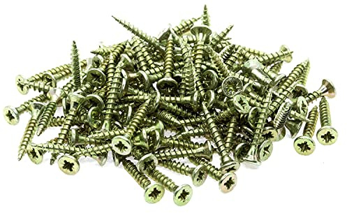 Yellow Small Steel Countersunk Wood Screws - Chipboard Screws Pack of 100 (3.5mm x 50mm) - B08E 3.5x50_100