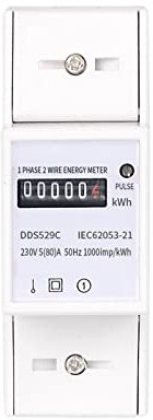 PAKLIF Compteur d'énergie Intelligent Automatique monophasé 2 Fil d'énergie électrique Counter de Mesure analogique analogique 35 mm 35 mm VACARME Montage de Rails Compteur électrique