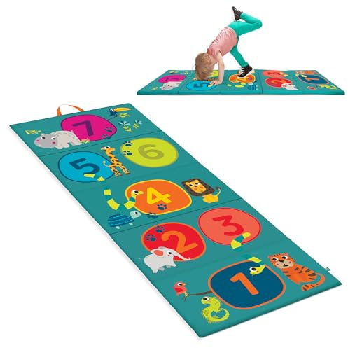 B. toys - Hop-n-Count-Matte - Tumbling Mat - Gymnastikmatte für Kinder - Zahlen, Tiere, Himmel-und-Hölle-Spiel - Faltbare Gymnastikmatte - 3 Jahre +