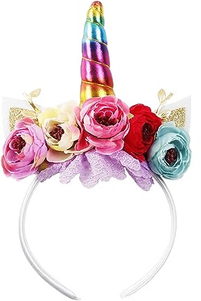Nishine Mädchen Glitter Einhorn Horn Stirnband Kamelie Pony Stirnband Blume Haarband Tiara für Party Geburtstag Geschenk
