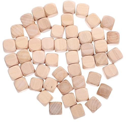 COHEALI 50 Stück Unfertige Holzwürfel Leere Quadratische Blöcke 6-Seitige Holzwürfel Kleine Für Puzzle-Basteln Und Heimwerken (12 Mm)