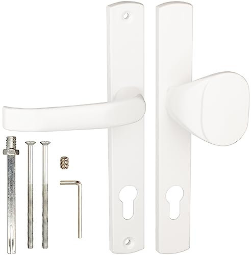 Gamar Türgriff und Türknauf 90 mm Weiß Satz – Profilzylinder Türgriffe - Drückergarnitur Gartentor - Türklinken Set - Türklinke – Türdrückergarnitur - Türgriff Gartentor – Türdrücker