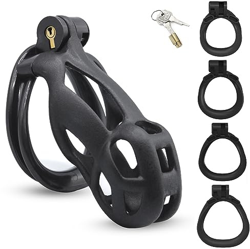 Keuschheitskäfig Peniskäfig Hodenringe Spielzeug Keuschheitsgürtel(L) | 3D Chastity Cage Male mit 4 Penis Ring,BDSMs Spielzeug Hart für Herren,3.0 Cock Cage Sex Spielzeug für die Männer Extrem