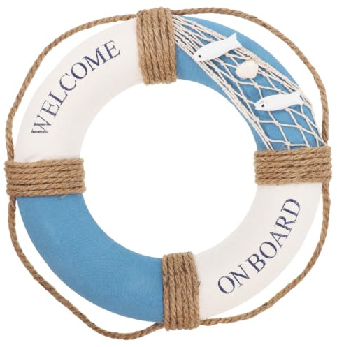 Warmhm Rettungsring-Wanddekoration 30 Cm Willkommen an Bord Nautisches Thema Rettungsring-Dekoration Retro-Verandaschild Am Meer Geeignet FüR Sommerschwimmbad Meeresdekoration