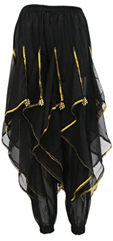Paowsietiviity Damen Bauchtanz Haremshose Tribal Baggy Arabisch Halloween Hosen Kostüme Schwarz