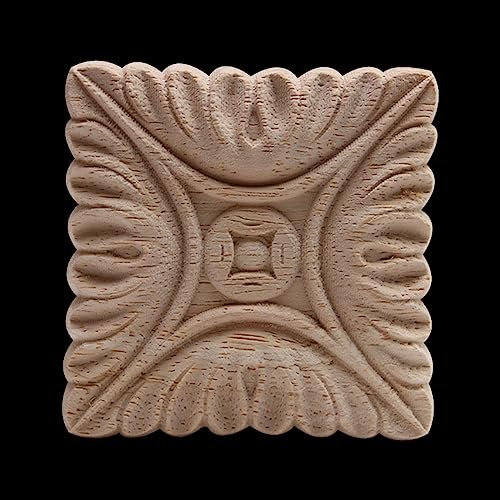 Schnitzerei Onlay Retro Unbemalte Schnitzerei Blume Aus Holz Geschnitzte Türen Wohndekoration Zubehör Holzfiguren Holzapplikation 7 * 7Cm 1Stk
