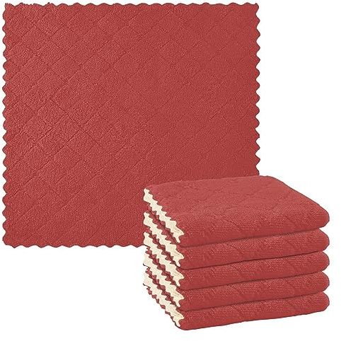 FRODOTGV Dark Red Plain Kitchen Towels Terry Cotton Microfiber Cleaning Cloths Tea Towels for Kitchen for Decor