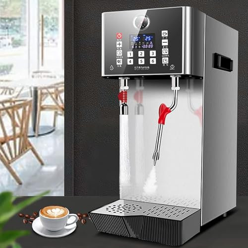 HLGKBY Fully-Automatic Coffee Foam Maker Frothing Machine Commercial Steam Milk Frother 4 IN 1 Milk Steamer Machine with 12L Capacity Electric for Coffee, Milk, Bubble Tea, Milk Tea