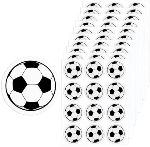 120 Stück 3cm Fußball Aufkleber - 10 Blatt Fußball Aufkleber für Sport, Party, Scrapbooking, Kunst, Basteln und Kinderdekoration | 10 Blatt Wasserflaschen Fußball Aufkleber Sport Aufkleber Selbstklebend Wasserdicht Party Favor Aufkleber für Scrapbooking