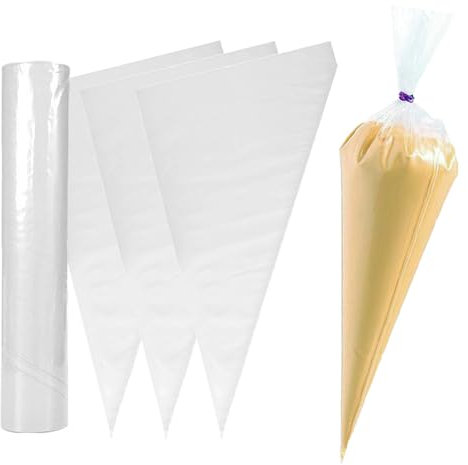 30 Pack Piping Bags Disposable, 21 inch Large Piping Bags, PE Strong Tear-Proof Thick Icing Bags, Professional Piping Bag for DIY Cake & Cookies (52×25cm, Clear)