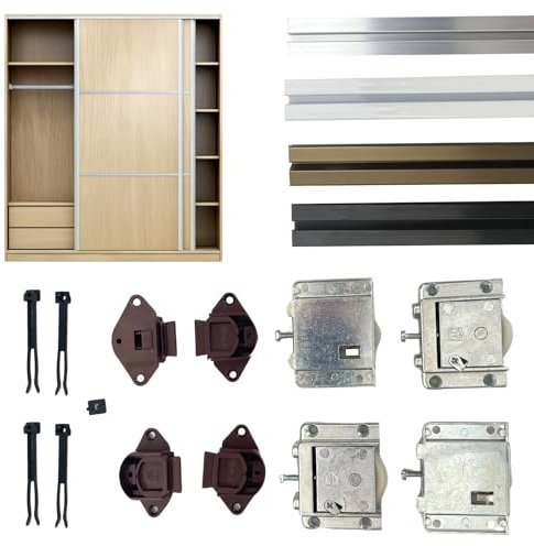 Evotrade Sistema Ferramenta per Porte Scorrevoli per 2 o 3 Ante - Binario 2METRI + Carrelli - Colore a Scelta - Peso Max Anta 55KG (2 Ante, Binario Alluminio)