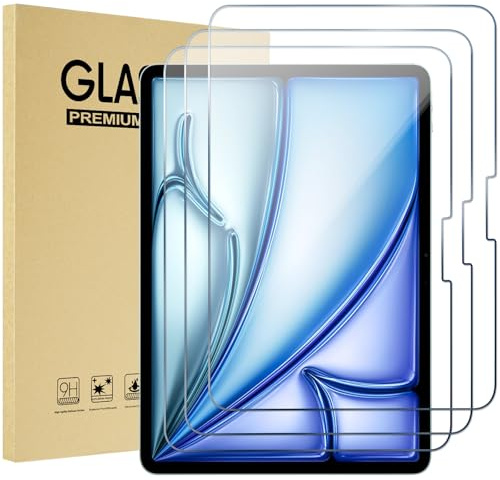 ProCase 3 Stück Schutzfolie für iPad Air 13 Zoll (2026 M4/2025 M3/2024 M2)/ iPad Pro 13 Zoll 2025 2024 (M5/M4), 9H gehärtetes Schutzglas Displayschutzfolie Screen Protector für iPad Air 13/ Pro 13