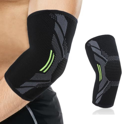 WMUVAZA Ellenbogenbandage, Ellenbogenbandage Herren Damen, Tennisarm Bandage Ellenbogen für Golferarm, Bandage Ellenbogen, für Schmerzlinderung Tennisarm, Golferarm, Schwarz, L