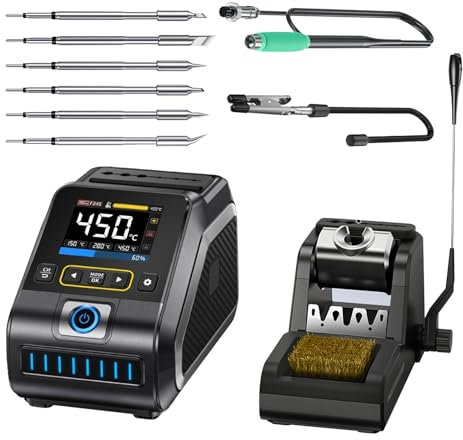 DWS-200 Station de soudage professionnelle 100-450 °C Élément chauffant en céramique Écran LCD pour électronique, projets de bricolage, réparations, réparations