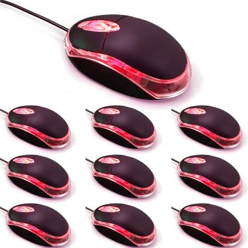 10-pack trådbunden mini optisk mus datormus ergonomisk mus med USB-mus för bärbar dator PC skrivbordsmus kompatibla med Windows Linux Mac passar för kontor affärer hem, barn (svart)