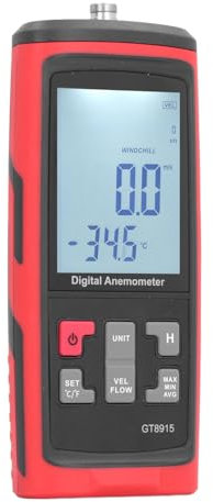 Anemómetro Digital, Medidor de Velocidad del Viento, Medidor de Flujo de Aire de Alta Precisión con Sensor Extensible para Dron de Tiro HVAC, Velero