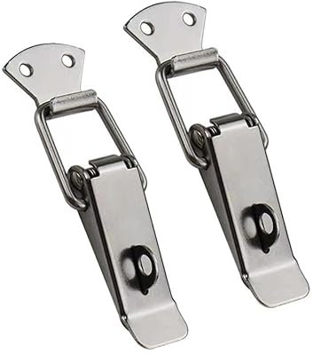 Toggle Clamp,Toggle Latch,2Pcs Mini Spring Loaded Buckle Latch Iron Nickel Toggle Hasp Lock Latch Catches for Luggage Wooden Case Toolbox(47.5mm)(94mm)