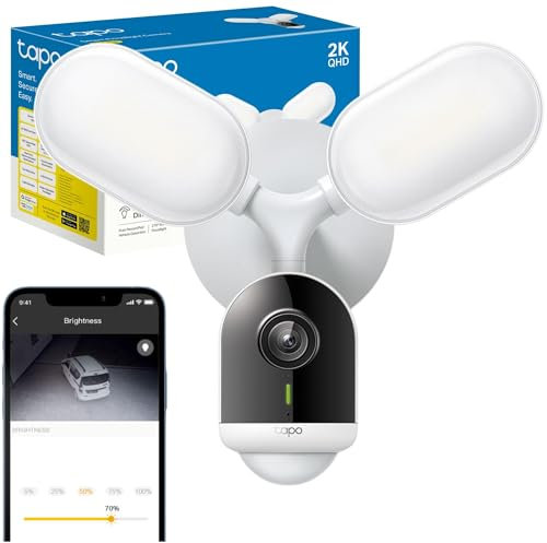 Tapo C720 (Renewed) Floodlight Camera, Wired Outdoor Security Camera, 2K QHD 4MP, Smart PIR Detection, 2800-Lumen Ultra-Bright, Color Night Vision, Weatherproof, CCTV, Work with Google & Alexa