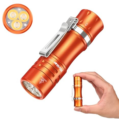 Wurkkos TS10 V2 Mini lampe de poche LED, 1400 lumens, petite lampe de poche LED avec auxiliaire RVB, max Throw 130 m, IP68, étanche, avec BLF Anduril 2.0 UI (orange-4 K)