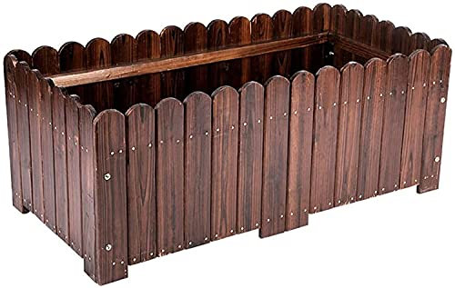 Rechteckiger Hochbeet-Pflanzkasten mit Ablaufloch, Outdoor-Blumentopf-Set für Garten, natürliche Farbe, 100 x 50 x 50 cm