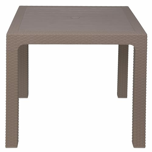 Quadratischer Gartentisch 80 x 80 cm aus PP-Kunststoff, Rattan-Effekt, Taupe, Esté