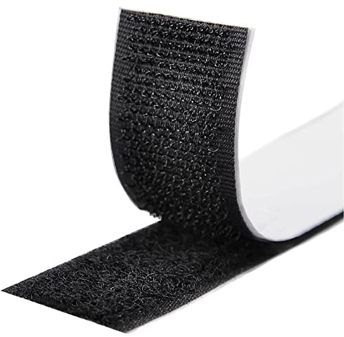 Fesoar Klettband, självhäftande, 3 meter, extra stark, dubbelsidig självhäftande tejp med kardborreband, 30 mm bred, självhäftande dyna med kardborreband och krokar (30 mm x 3 m, svart)