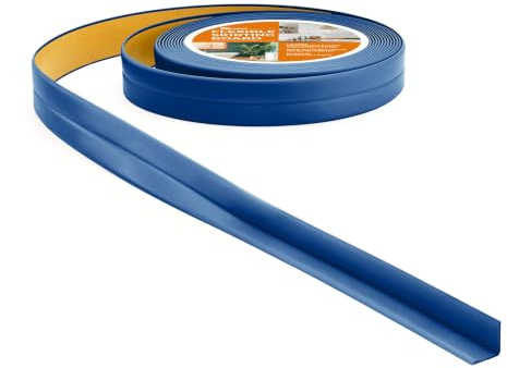 Quest Plinthe Souple Autoadhésive 10 x 10 mm Étanche - Bleu, 5 m | Bande d'étanchéité PVC flexible, résiste à l'abrasion, facile à nettoyer, pour cuisine, salle de bain, salon & bureau
