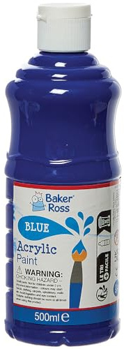Baker Ross Blue Acrylic Paint 500ml - Pack of 1, Kids Paint