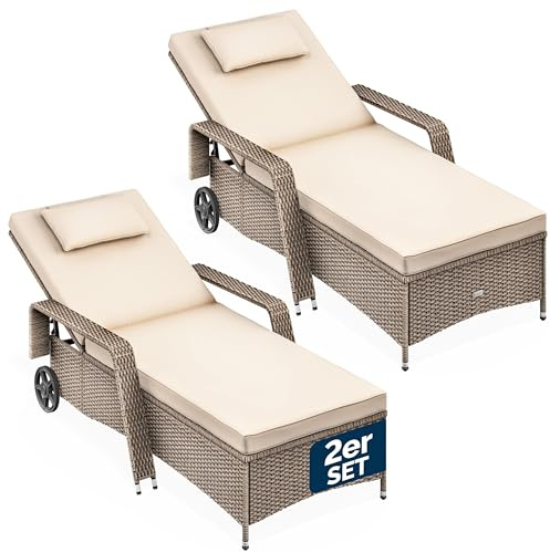 Casaria Sonnenliege mit Rollen 2er Set
