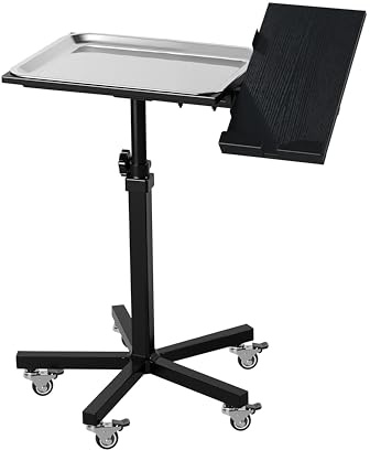 POARMEEY Mobile Tattoo Tray Cart with Wheels, Height Adjustable Stand, Removable Steel workstation, Rolling Tray for Salon and SPA Use