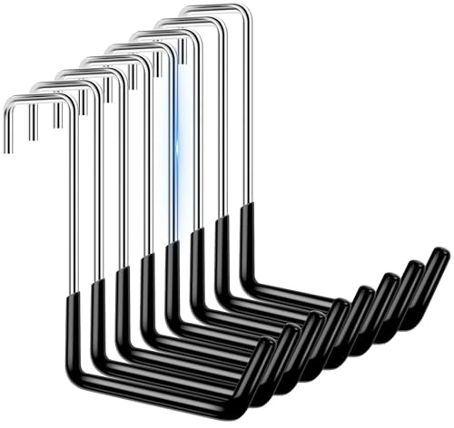 Eyoulife 8 ganci per travi, grandi 19 cm, S, grandi ganci per garage, biciclette, antiscivolo, robusti, forti capacità di carico per garage, biciclette, (nero)