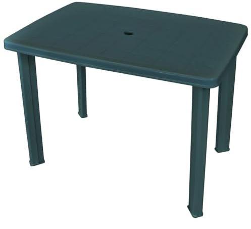 HaoChrymec Gartentisch Grün aus Kunststoff, Witterungsbeständig, Mit Schirmloch, Beistelltisch Outdoor, Balkon Tisch, Loungetisch Garten, 101x68x72 cm