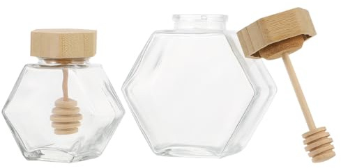 Alipis Tarros de Miel de Cristal 100ml 2 Piezas Tapa de Madera