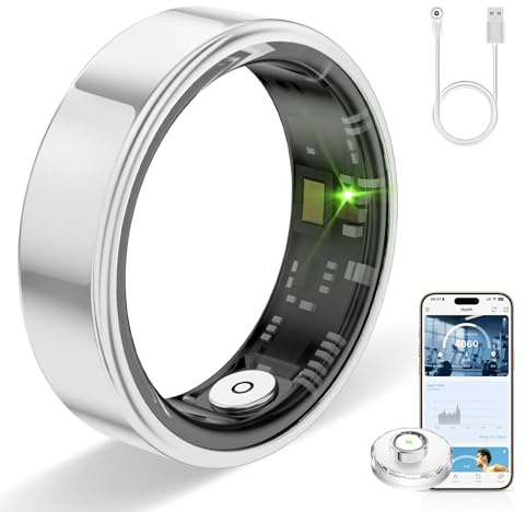 HPLSZCN Anillo de Salud Inteligente para Mujeres y Hombres, Monitor de Actividad física con frecuencia cardíaca, oxígeno en Sangre, Monitor de sueño, Contador de Pasos, Impermeable (Plateado, 10)