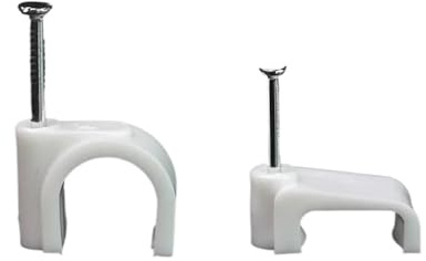Fermacavi, Fermacavi in ​​plastica PE, chiodi in acciaio, confezione da 100, bianchi, diverse misure(Square 4mm)