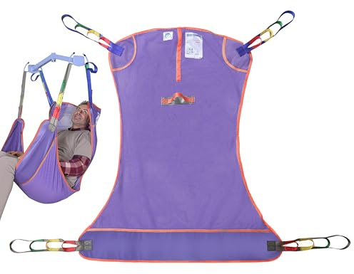 EZ Assistive 500 lbs Mesh Full Body Patient Lift Sling with Wide Padded Straps, Heavy-Duty Transfer Sling for Elderly & Disabled, Compatible with Most Patient Hoists, Multi-Scene Use (Purple, S)