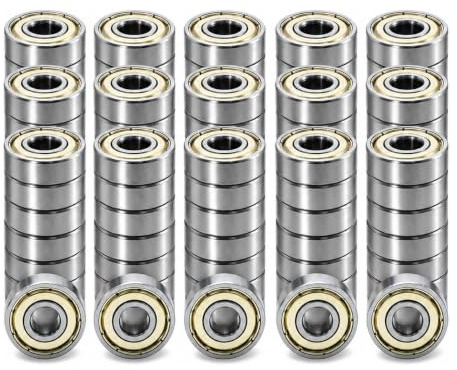 50PCS 608ZZ Ball Bearings, ABEC-7 Double Metal Shielded Deep Groove Ball Bearings 8x22x7mm, Pre-Lubricated Chrome Steel for Skateboards, Inline Skates, Scooters & 3D Printers