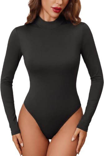 Avidlove Women's Bodysuits Sexy Casual Mock Neck Bodysuit Long Sleeve | With Snap Crotch,Basic,Comfort Soft,Stretchy,Everyday,Slimming,Versatile