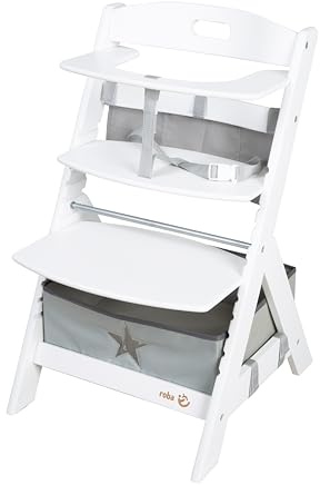 roba Babyhochstuhl Liv Up inkl. Hochstuhl Organizer - Kinderhochstuhl aus FSC zertifizierte, Holz - ab 6 Monaten - bis 70 kg belastbar - Weiß