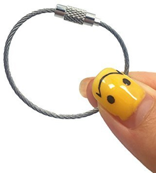 Jinsully 8pcs Stainless Steel Cable Key Ring Keychain with Screw Lock for Outdoor Sports (110mm)