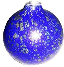 Oberstdorfer Glashütte Lámpara de Aceite Redondas Colores Cristal lámpara de Aceite Azul Plata Mármol Petróleo lámpara de Cristal soplado Diámetro Aprox. 9 cm