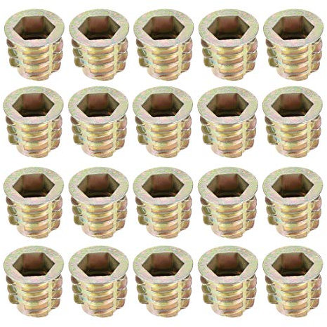 sourcing map Écrous Fileté Insert Vis Zinc Alliage Hex Prise M10 Internal Filetage 15mm Long Pour Meuble Bois 20pc