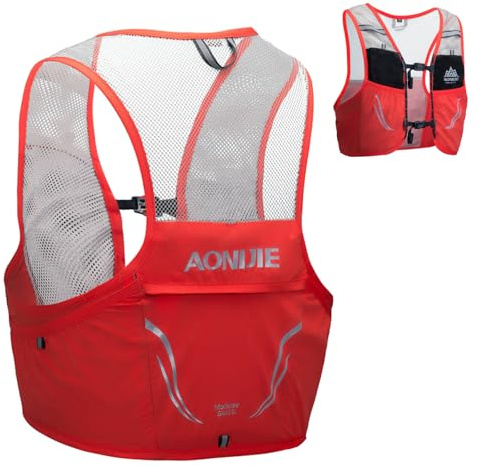 TRIWONDER 2.5L Ultraleicht Trinkrucksack, leichte Rucksackweste, Laufrucksack mit Soft Flasks für Marathon, Bergläufe, Radfahren (Rot&Orange - nur Trinkrucksack, L/XL - 102-115cm)