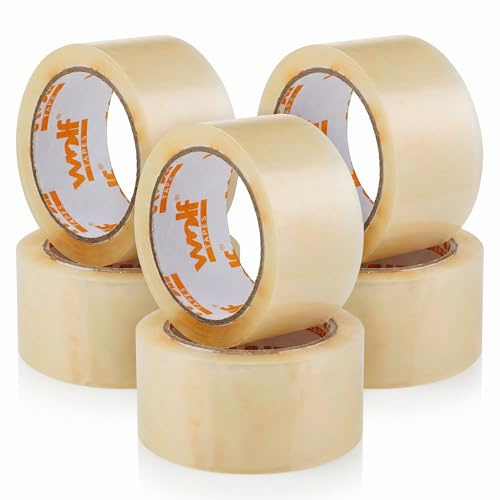 Wolf Tapes Packaging Tape, Heavy-Duty Parcel Tape for Packing, All Purpose Strong Adhesive Tape, Secure Sticky Seal for Boxes, FSC Certified Shipping Tape, Pack of 6 48MM x 66M (Clear)