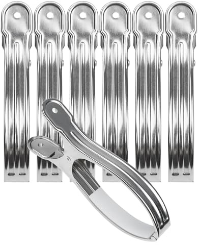 Taianji 6 Stück Groß Strandtuchklammern Edelstahl XXL Wäscheklammern Strandtuch Clips Metall Klammern Jumbo Größe Handtuch Klammer für Strand Pool Tägliche Wäsche, Schwere Badetuch